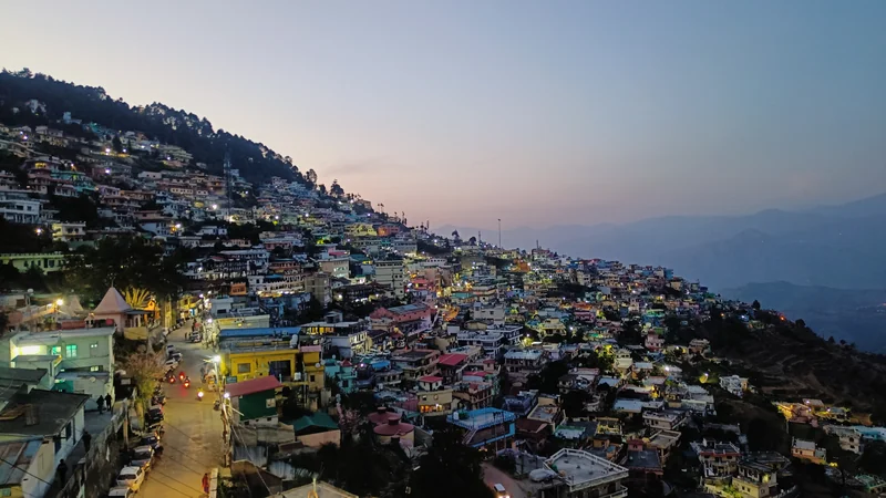 Evening view of Pauri town, Uttarakhand