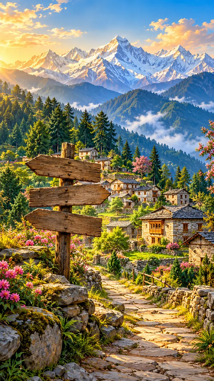 Exploring Uttarakhand places and districts: an editorial illustration