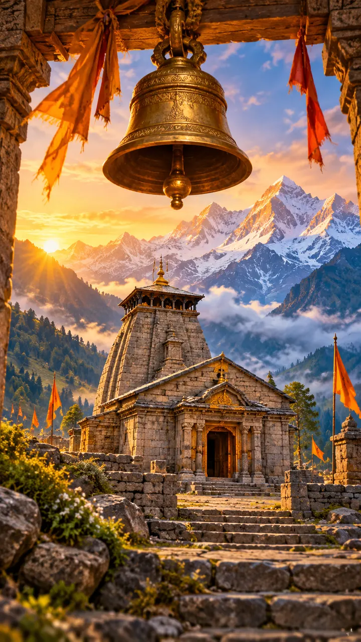 A Himalayan pilgrimage landscape: a conceptual illustration, not a photograph of a named shrine